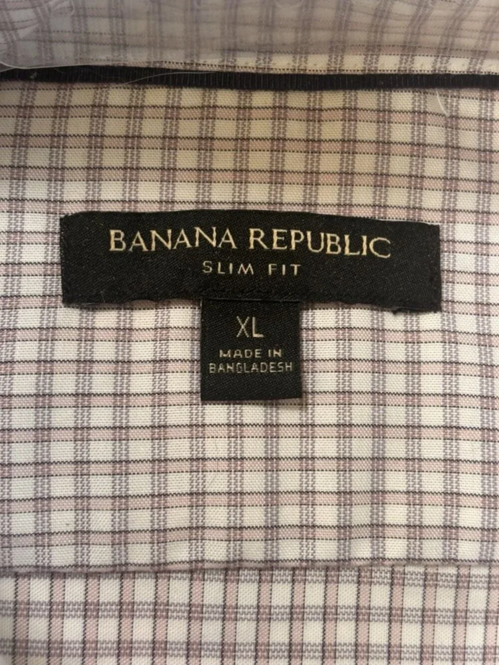 Banana Republic Non Iron Slim Fit Dress Shirt XL 18.5x36.5 Purple Plaid NWT